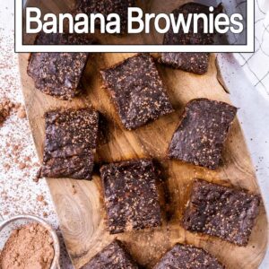 Chocolate banana brownies with a text title overlay.