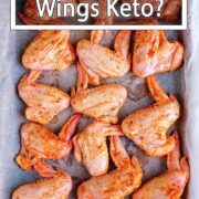 A tray of chicken wings with a text overlay saying are chicken wings keto?