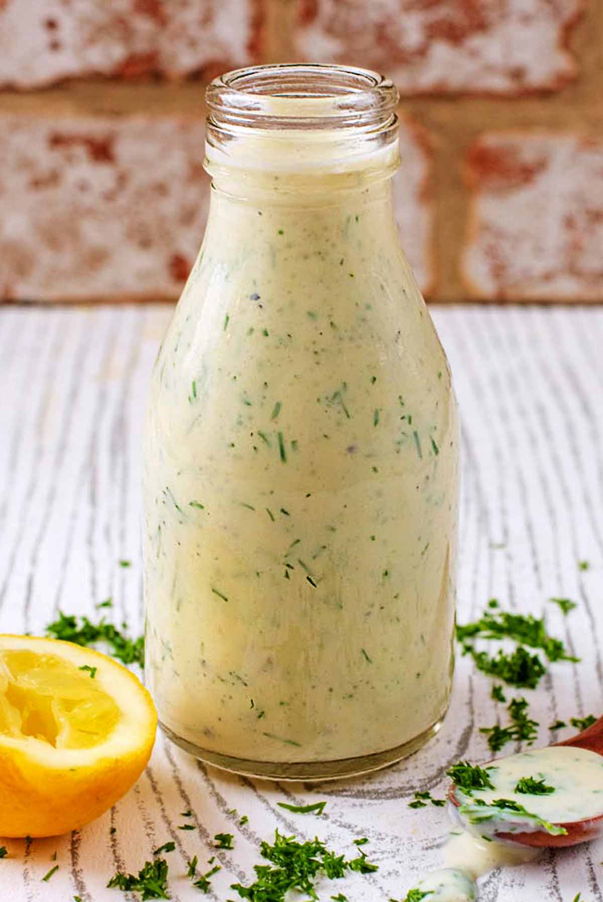 A bottle of healthy ranch dressing.