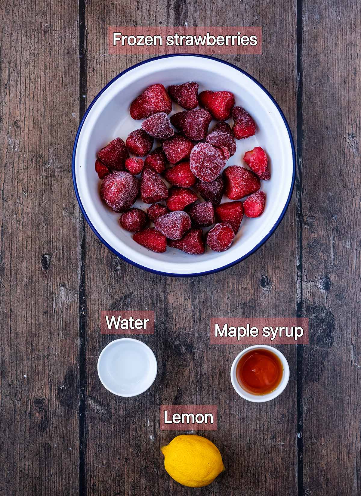 All the ingredients needed for this recipe each with a text overlay label.