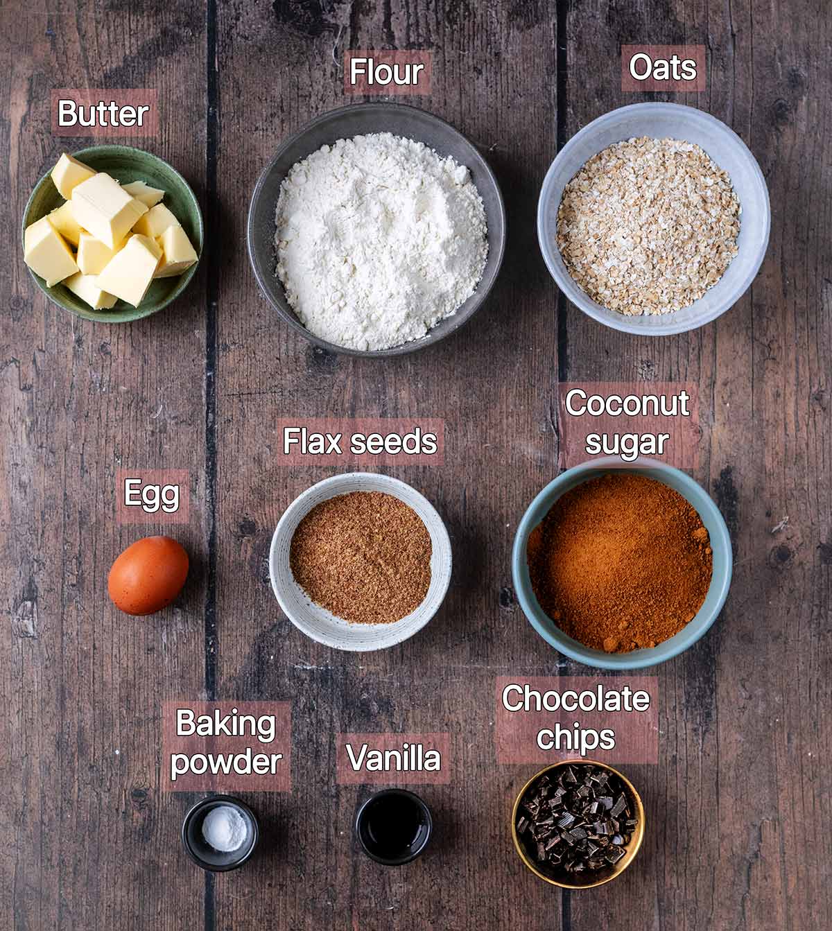 All the ingredients needed for this recipe each with a text overlay label.